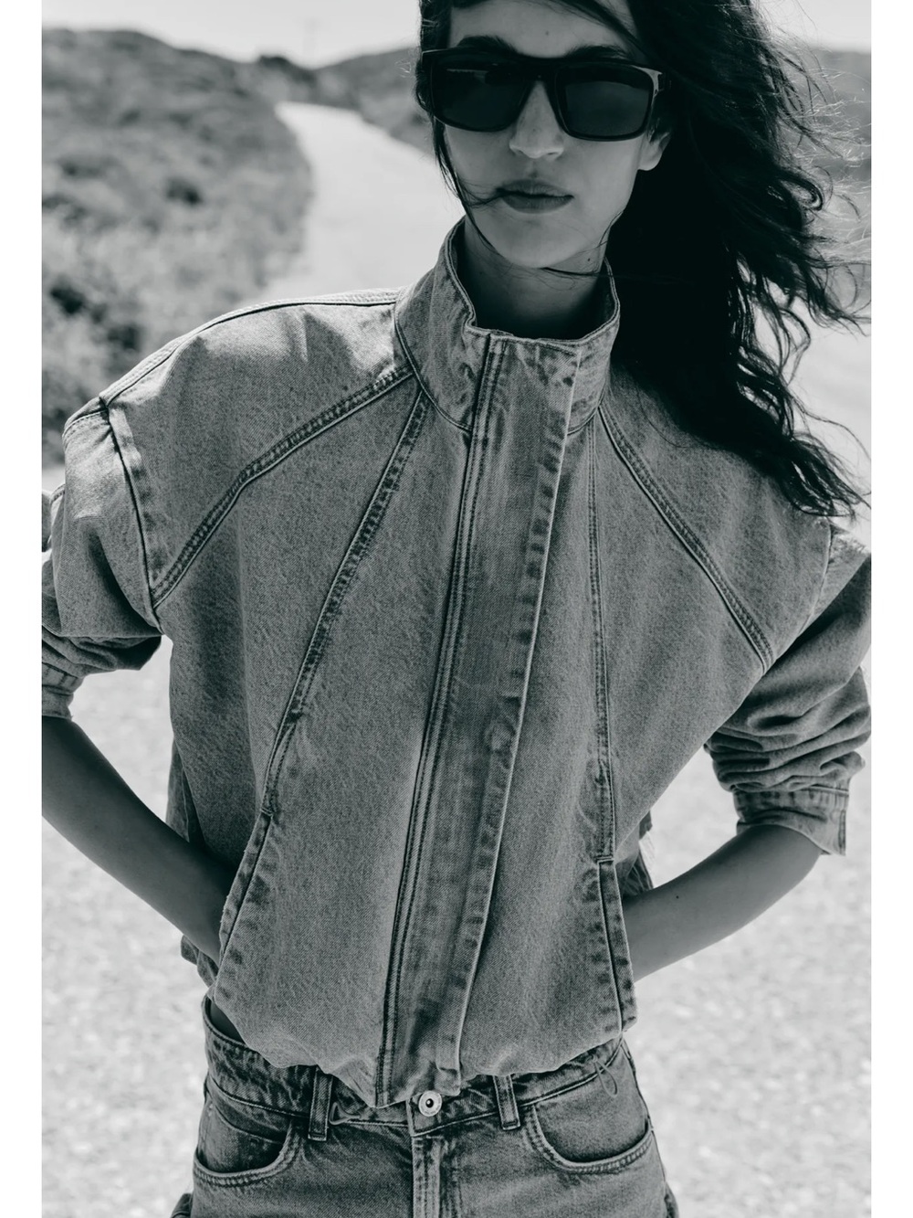 Zara Z1975 HIGH NECK DENIM BOMBER JACKET - Picture 11 of 11